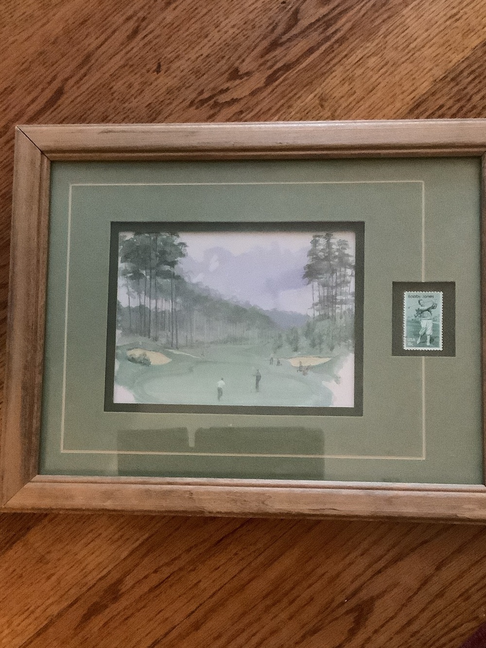 Framed Green Golf Course Art Print with Accent Stamp